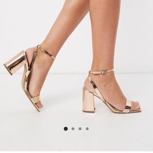 Asos rose gold block heeled sandal
